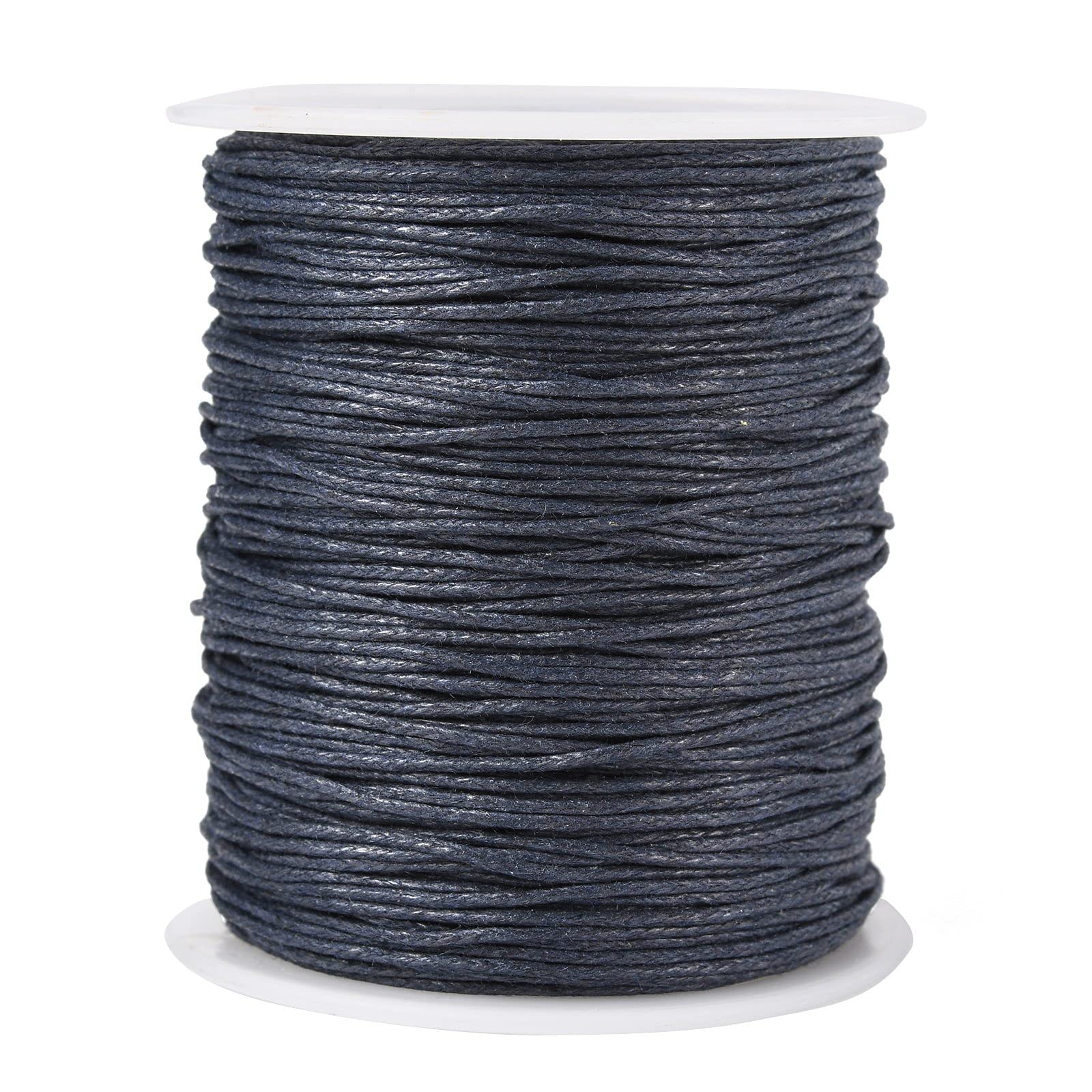 UR URLIFEHALL 100 Yards/90m x 1mm Prussian Blue Waxed Cotton Cord Macrame Waxed Beading Thread String for Braided Bracelet DIY Making