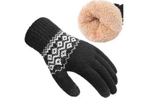 Passionbility Winter Gloves for Women-Touch Screen double-layer Knit Texting Warm Gloves for Cold weather