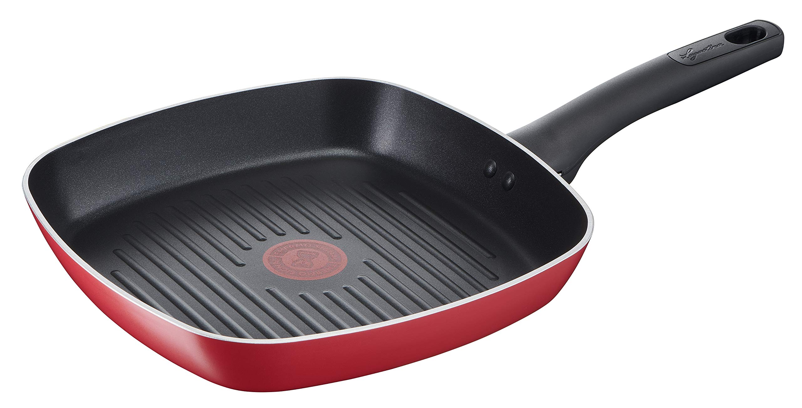 Lagostina Non-Stick Aluminium Grill 26 x 26 cm, Induction, Gas and Oven, with Thermo-Signal Cooking Indicator, Easy Titanium Coating, Ergonomic Bakelite Handle