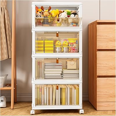 TidyTrove 4-Tier Storage Boxes with Lid 112L Wheels Transparent Drawers