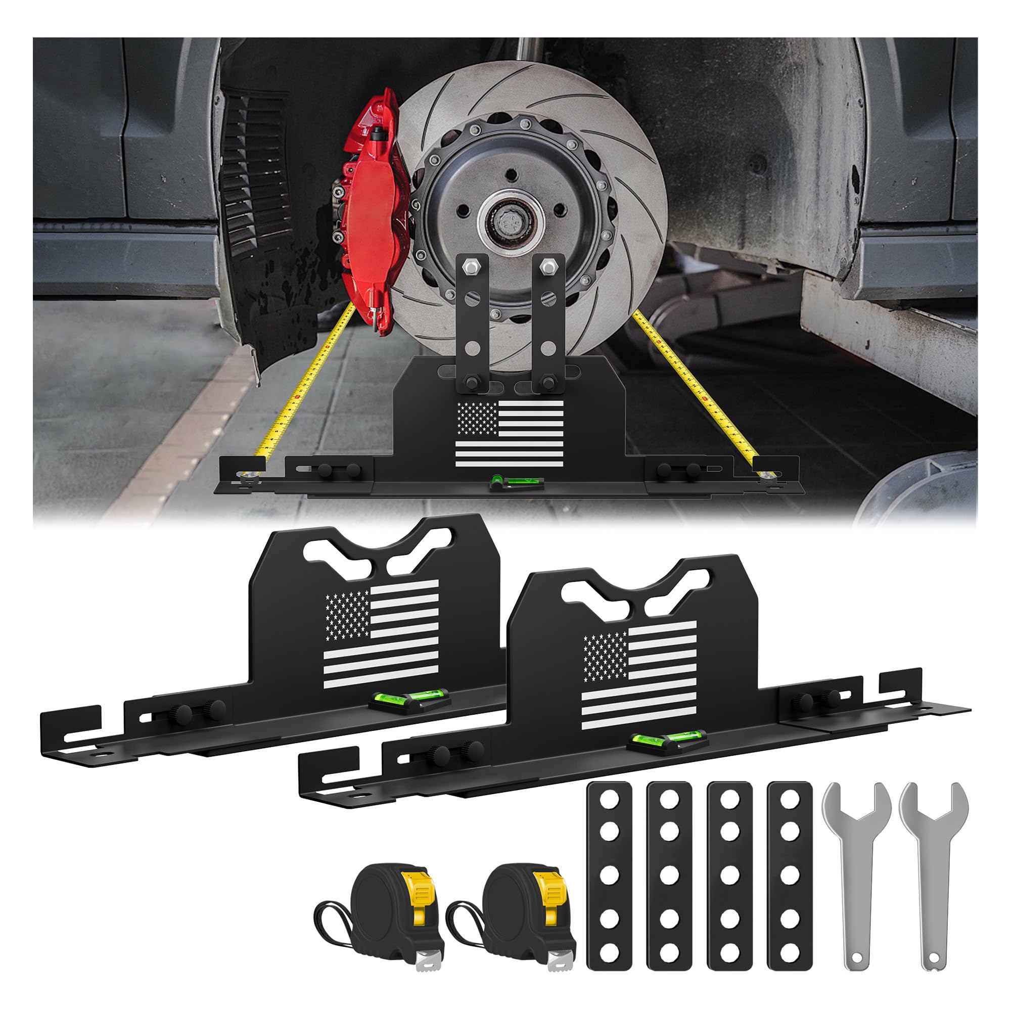 Photo 1 of 2026 Upgraded Wheel Alignment Tool, 2 PCS Toe Alignment Tool Plates Without Removing Calipers, Wheel Alignment Kit with 2 Measuring Tapes, Compatible with Most Cars and SUVs