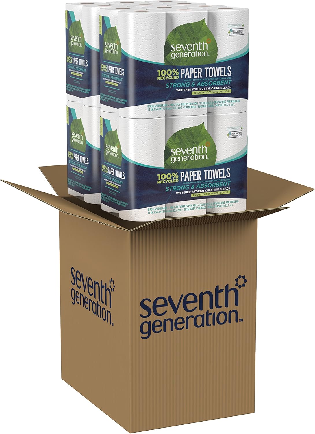 Seventh Generation Paper Towels, 100% Recycled Paper, 2-ply, 6-Count (Pack of 4): Health & Personal Care