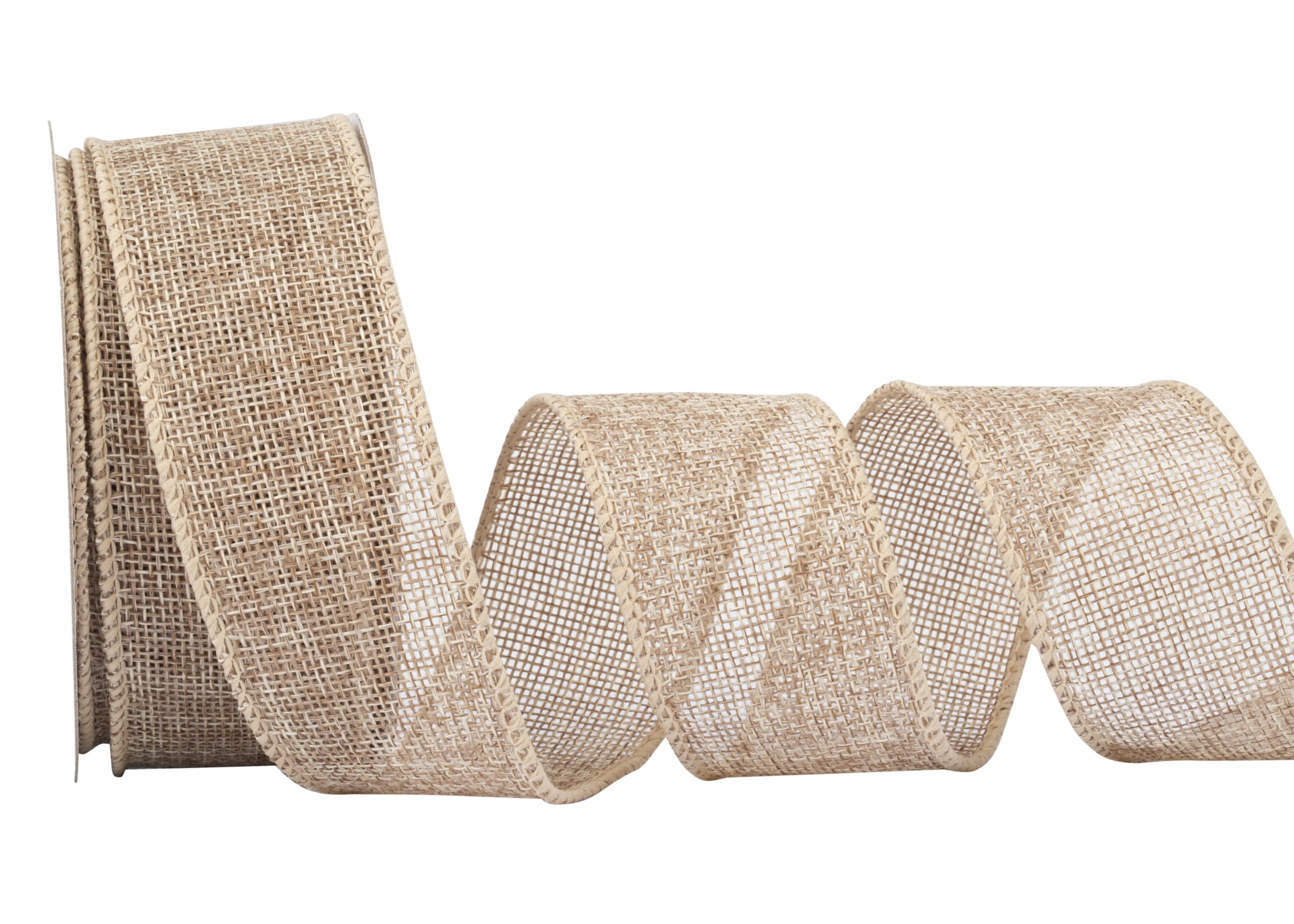 Zofrud Natural Burlap Ribbon - 38mm x 9M | Faux Jute Wired Ribbon for Wreaths, Christmas Decorations, Rustic Weddings, and Large Bow