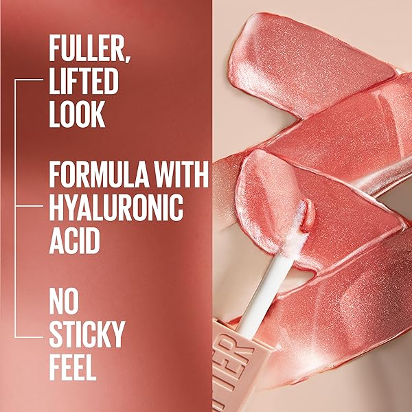 MAYBELLINE LIFTER GLOSS, HYDRATING LIP GLOSS WITH HYALURONIC ACID, HIGH SHINE FOR PLUMPER LOOKING LIPS, AMBER, CREAM NEUTRAL, 0.18 OUNCE
