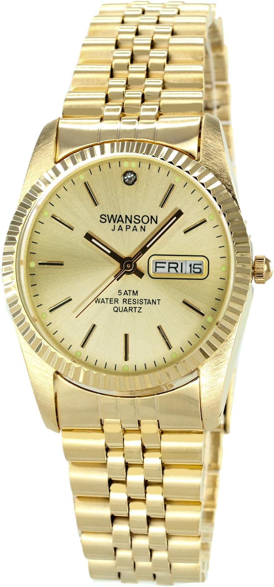 Swanson Men's Gold Day-Date Watch Gold Dial with Travel Case