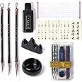 CA Society Chinese Calligraphy Set, Japanese Calligraphy Brush Gift Set, Brush Calligraphy Ink, Water Writing Cloth, 9 Pcs for Beginners