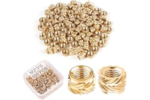 100pcs 3D Printing Brass Nuts, M3x3x5mm M3 Threaded Insert Knurled Brass Nuts Female Thread Knurled Heat Embedment Nut for 3D
