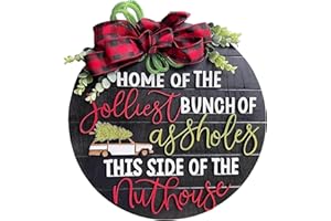 BIHANVSE National Lampoon's Christmas Vacation Decoration, Christmas Wreath Decoration for Front Door, Outdoor Christmas Decorations Indoor Wooden Hanging Sign (Black)