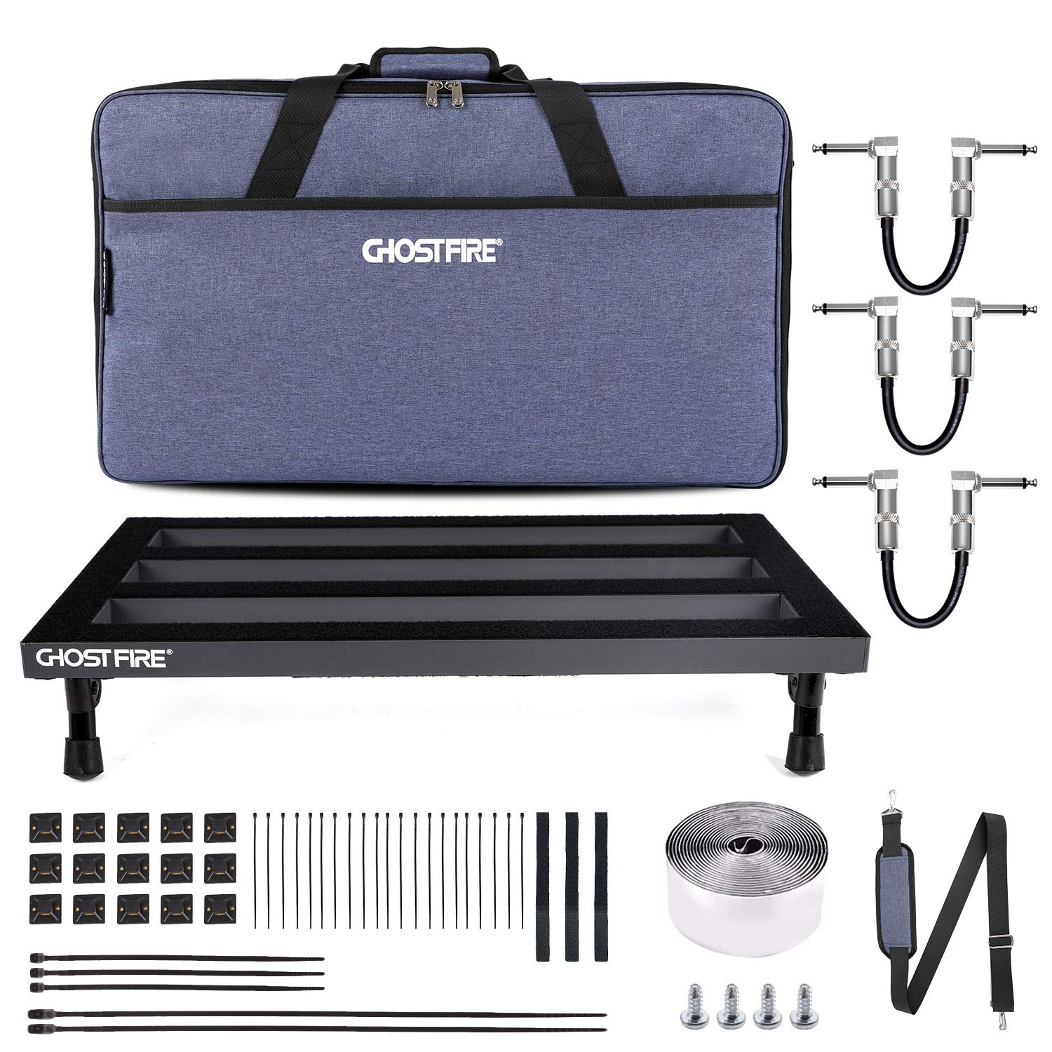 Ghost Fire Guitar Pedal Board Aluminum Alloy 2.2lb Super light Effect Pedalboard 22''x12'' with Carry Bag,Guitar Pedal Cable,SPL-05