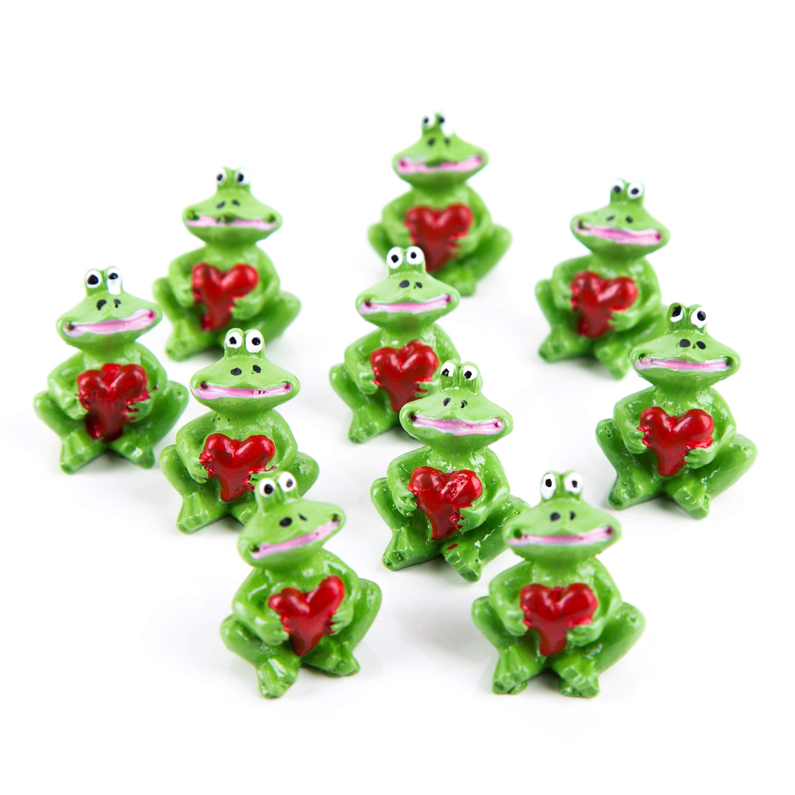 Logbuch-Verlag 10 Small Frogs Lucky Charms with Heart Party Favours Children Adults Birthday Parties 3 cm