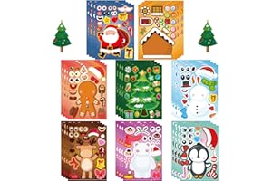 DUJAA 24PCS Christmas Stickers for Kids Make-a-face Sticker Make Your Own Characters Mix and Match Sticker Sheets with Full Body Design Christmas Gift Stickers for Craft, Christmas Goodie Stocking Stuffers