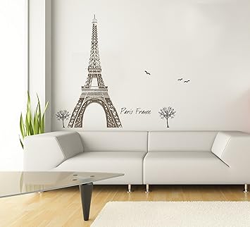 Sticker Fur Wand Wandtatoos Fur Kinderzimmer Wohnzimmer Schlafzimmer Babyzimmer Wanddeko Modern 2 X 70x50cm Wandsticker Deko Set Folien Eiffelturm Amazon De Baumarkt