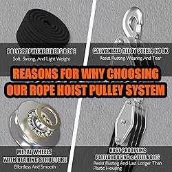 YATOINTO Rope Pulley Hoist with Bearing, 2200 LB