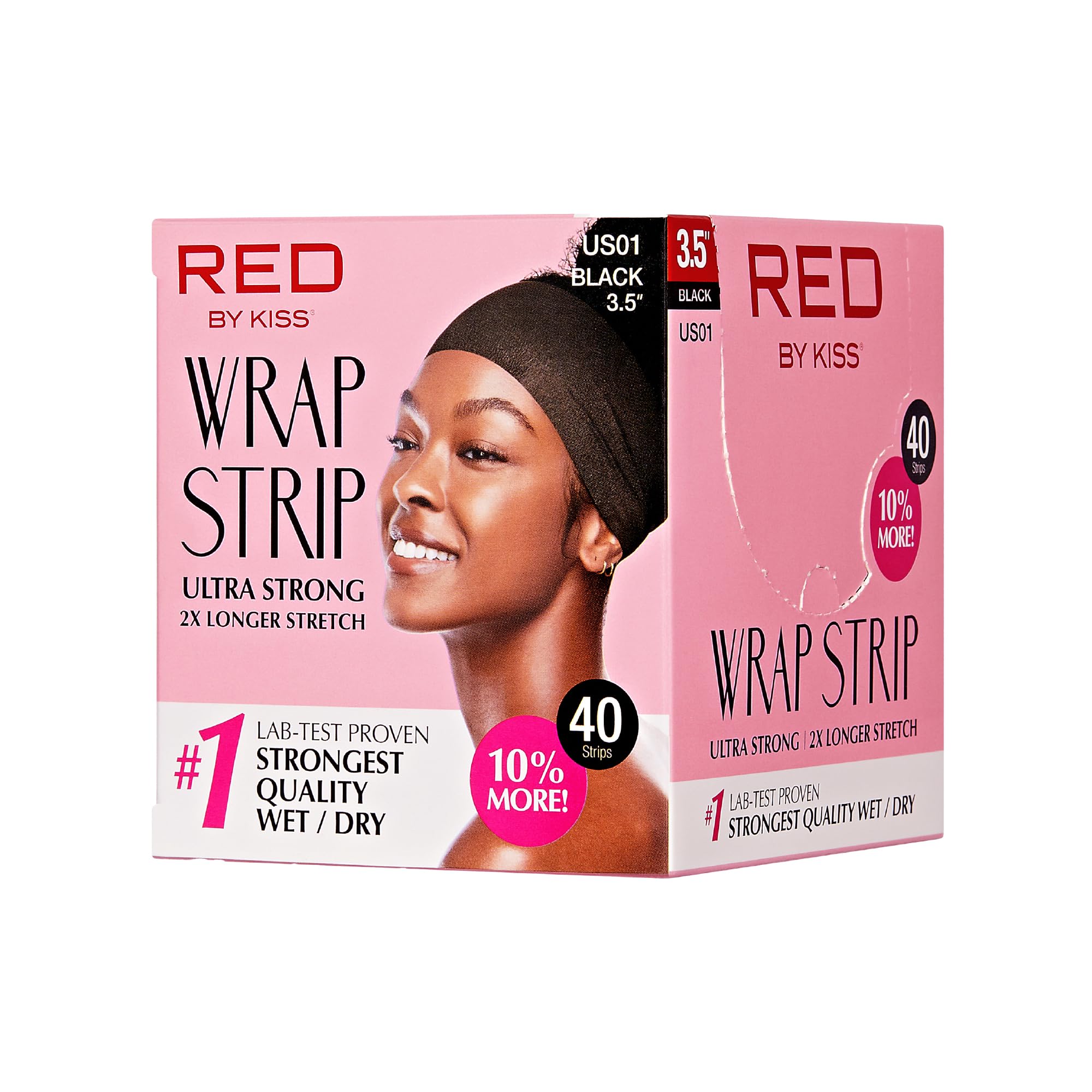 Red by Kiss Hair Wrapping Strip, Ultra Strong 2X Longer Stretch, 40 Strips, Suitable for Wet/Dry Hair, White, Styling Paper for Sleek Hairstyles (3.5
