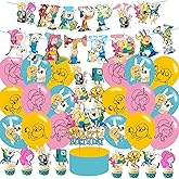 Time of Adventure Themed Birthday Party Supplies Set Happy Birthday Banner, Cake Topper, Cupcake Toppers, Balloons for Cartoon Adventure Kids Party Decorations