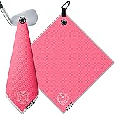 Ghost Golf Magnetic Towel (Greenside) - Premium Ultra-Absorbent Microfiber Golf Towel with Magnet for Golf Carts or Clubs - 18" x 18" Golfing Gear - Waffle Weave Pattern (Hot Pink)