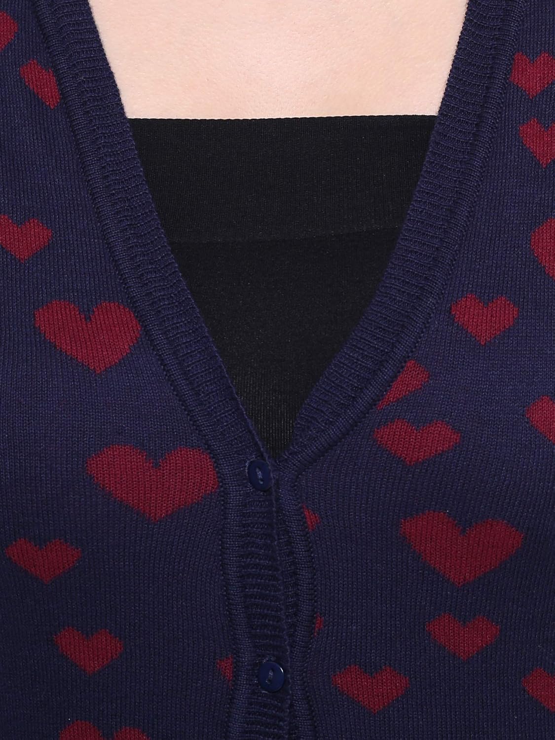 mansicollections dark blue heart knitted cardigan for women