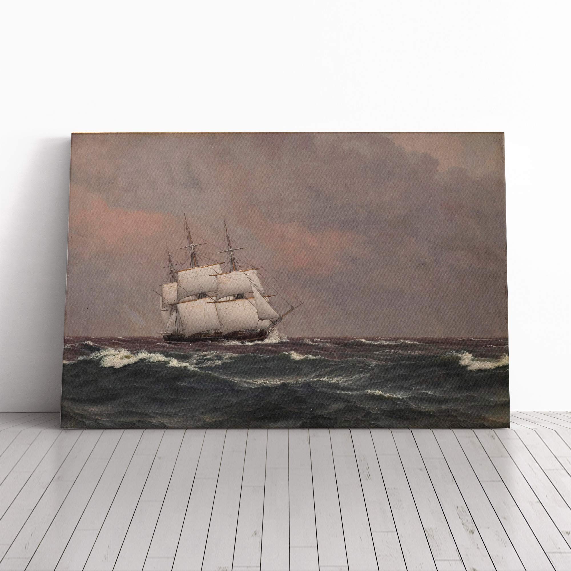 Christoffer Wilhelm Eckersberg Sailing Ship Vol.2 Canvas Print | Gallery Wrapped 30mm Frame Wall Art | 20x14 inches | Ready to Hang | Modern Seascape Picture | Living Room Bedroom Lounge Office