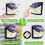 CLAONER 128LED Solar Motion Sensor Security Lights 4 Pack IP65 3 Modes view 6