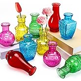 Erinnmy 10 Pack Glass Bud Vases, Colored Bud Vase, Small Rustic Glass Vase for Flowers, Colorful Vintage Flower Vases for Wedding Home Table Plants Party Centerpieces Decor