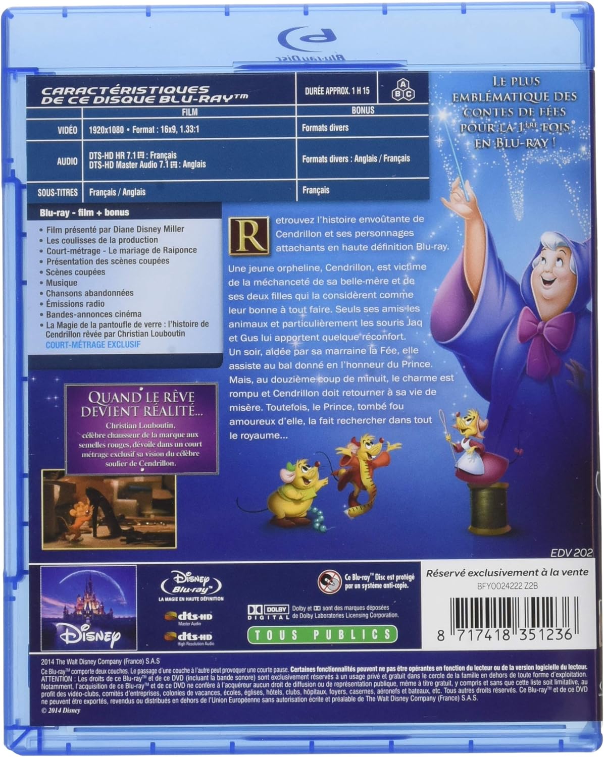 Cendrillon Blu Ray Amazon Fr Clyde Geronimi Wilfred Jackson