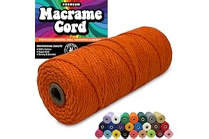 HIPPIE CRAFTER 3mm Macrame Cord 3mm Thick Cords for Macrame Yarn 100% Cotton Colored Macrame Rope Cord Natural Craft Cord String Yarn Supplies 325 Feet 3 mm Cotton Macrame Cord Thin Orange Macrame Supplies