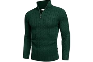COOFANDY Men's Quarter Zip Sweater Knitted Slim Fit Casual Turtleneck Pullover Mock Neck Polo Sweater