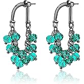 Green Crystal Beaded Earrings Long Tassel Earrings for Women