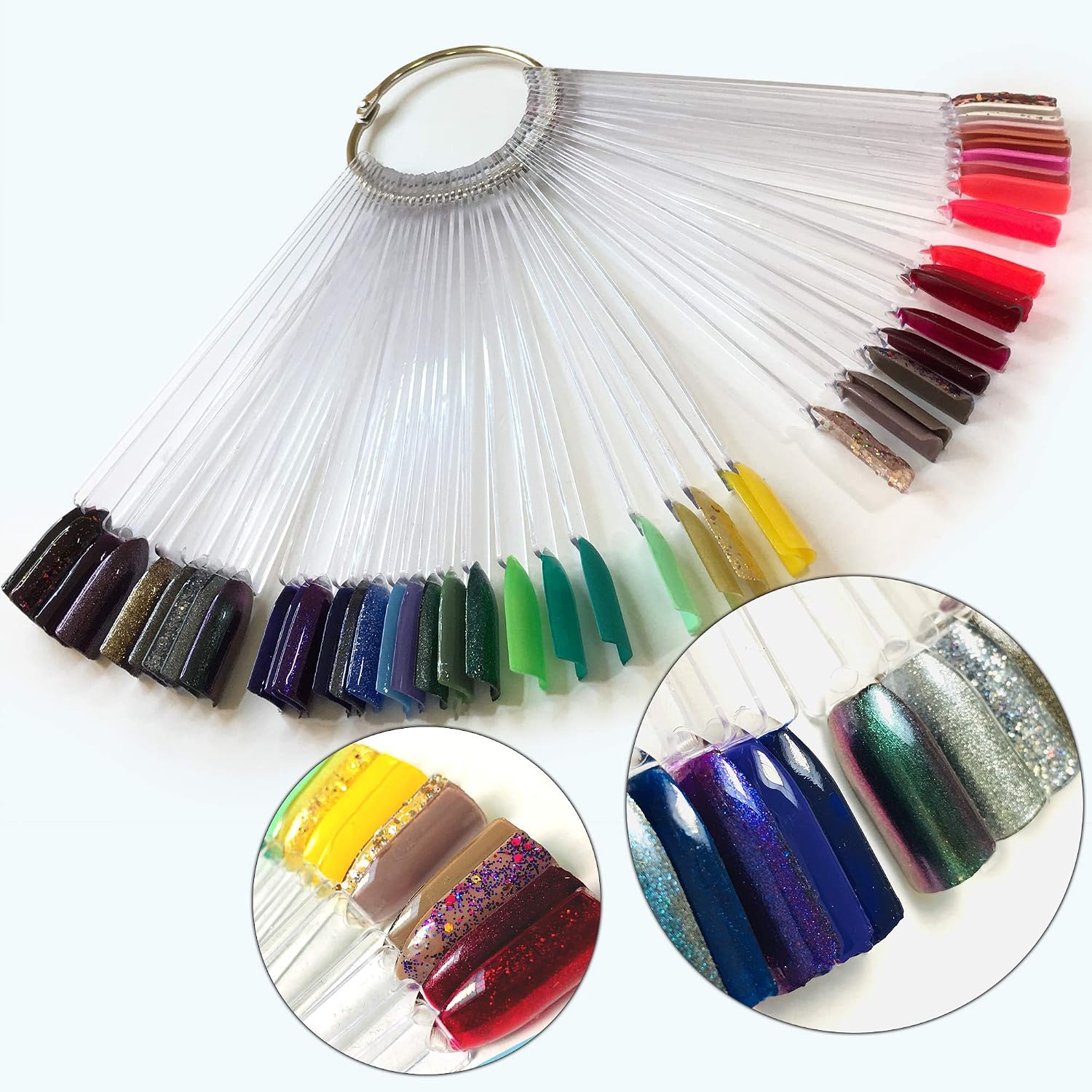 Apex® Professional 50pcs Nail Colour Display Ring, Swatch Sticks, Pop Sticks, Nail Art Palette Tip Wheel Display (Clear) - Image 4