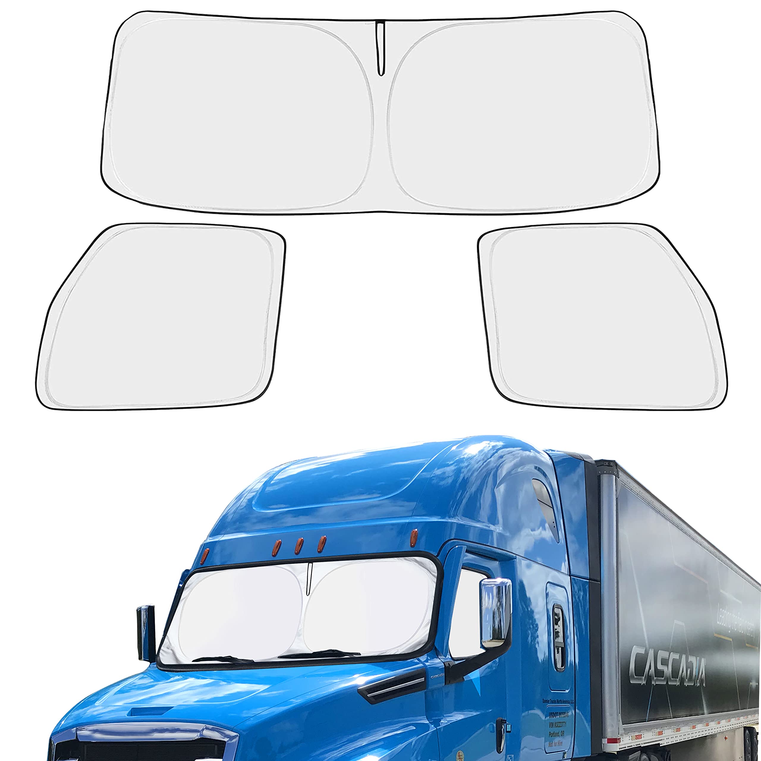 Photo 1 of EcoNour Front Windshield & Side Window Sunshade for Freightliner Cascadia | Custom Fit 2018-2024 2025 | Semi-Truck, Commercial & Big Rig Truck Sun Shade | Foldable Sun Protector Privacy Cover