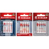 SINGER Assorted Universal Regular Needle and Heavy Duty Needle Bundle for General Sewing in Sizes 80/12, 90/14, 100/16, 110/18, 25pc Set