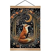 William Morris Abstract Wall Art Decor,Vintage Fox Design Poster, Vintage Hanging Wall Painting Animal Buck Art, Mid-Century& Dark Academia Decor, Gothic Canvas Poster for Oficce and Home(Fox-2)