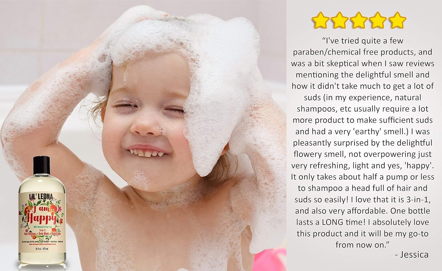 3-in-1 Baby Shampoo Bubble Bath and Body Wash - 16 oz (2 pack)- By Lil Leona: Beauty