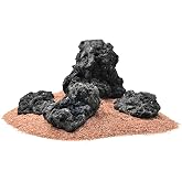 NIJIMORI Black Lava Rock Aquarium Stones for Fish Tank,3LB 3-5inches | Natural Volcanic Stone for aquascaping, terrariums, bonsai, succulents, and reptile habitat decor