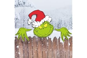 RINOLY 3 PCS Christmas Fence Peeker,Christmas Tree Topper for Tree,Christmas Decor for Christmas Decorations