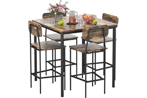 TJYGO Kitchen Table and Chairs of 4, Dining Table Set for 4 with Space-Saving Design, Industrial Dining Room Table Set for Family Dinner, Party, Rustic Brown