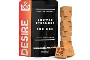 MAKE LIFE EXCLUSIVE Shower Steamers for Men - Desire - Sandalwood & Patchouli Organic Shower Bombs - 12 Pack Natural Relaxing Tablets - Strong Scented Long Lasting Aromatic Steamers - Shower Steamers for Men
