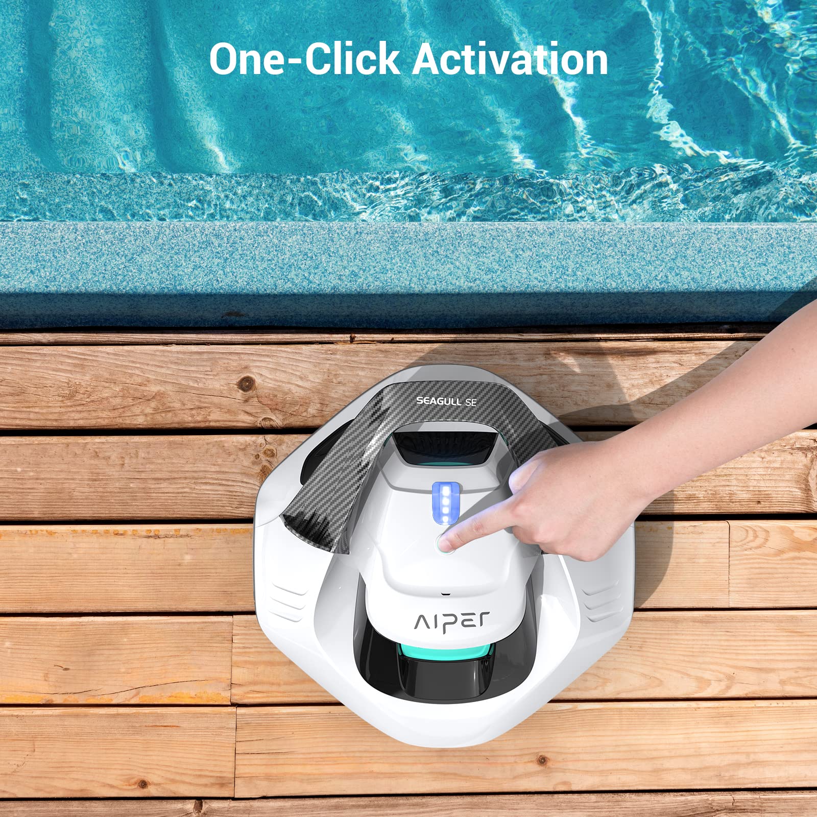 AIPER Cordless Robotic Pool Cleaner, Pool Vacuum with Dual-Drive Motors, Self-Parking Technology, Lightweight, Perfect for Above-Ground/In-Ground Flat Pools up to 40 Feet (Lasts 90 Mins)