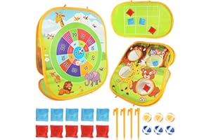 CORPER TOYS 3 in 1 Animal Bean Bag Toss Game Toys for Kids with Double-Sided Foldable Cornhole Board Outdoor Toys for Backyard Beach for Toddler Boys Girls Gift for Birthday Easter