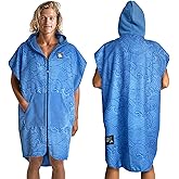Pilotfish Surf Poncho Changing Robe Towel - Hooded, Zippered Towel Poncho for Beach, Surfing, Swimming | 2 Front Pockets, Machine Washable, (Blue Waves, Large)
