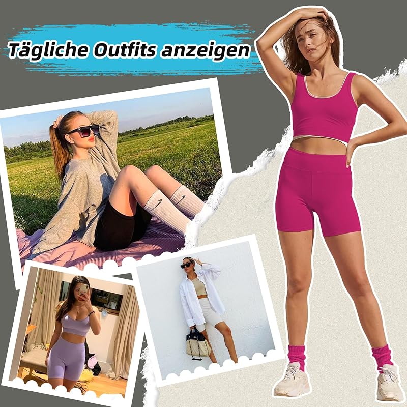 Short de cyclisme pour femme - Short de sport taille haute - Legging d'été - Short de fitness - Gym - Vélo — photo 5 sur 6