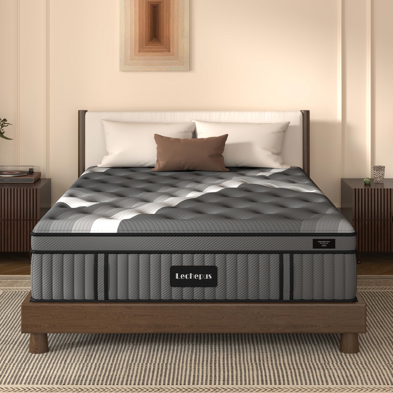 Photo 1 of Queen Mattress,Lechepus 14Inch Soft Memory Foam Hybrid Mattress in box,Plush Feel Queen Size Mattress with Supportive Pocket Coil for Back Pain Relief,Motion Isolation, None of Fiberglass