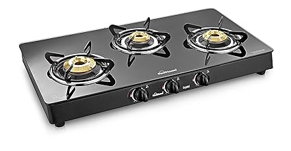 Sunflame Crystal 3 Burner Gas Stove, Black