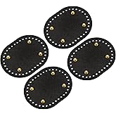 uxcell Oval Bag Bottom Shaper Pad, 4Pcs 145 x 110mm PU Leather Bags Cushion Base for Crochet Knitting Handbag, Black