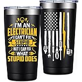 SpenMeta Electrician Gifts for Men - Cool Fathers Day, Christmas, Birthday Gifts for Electricians - I'm an Electrician I Can't Fix Stupid Tumbler Cup 20oz