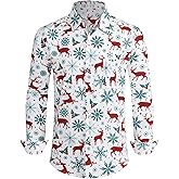 BOJIN Men's Dress Wrinkle-Free Floral Hawaiian Long Sleeve Flower Printed Casual Button Down Shirts with Pocket