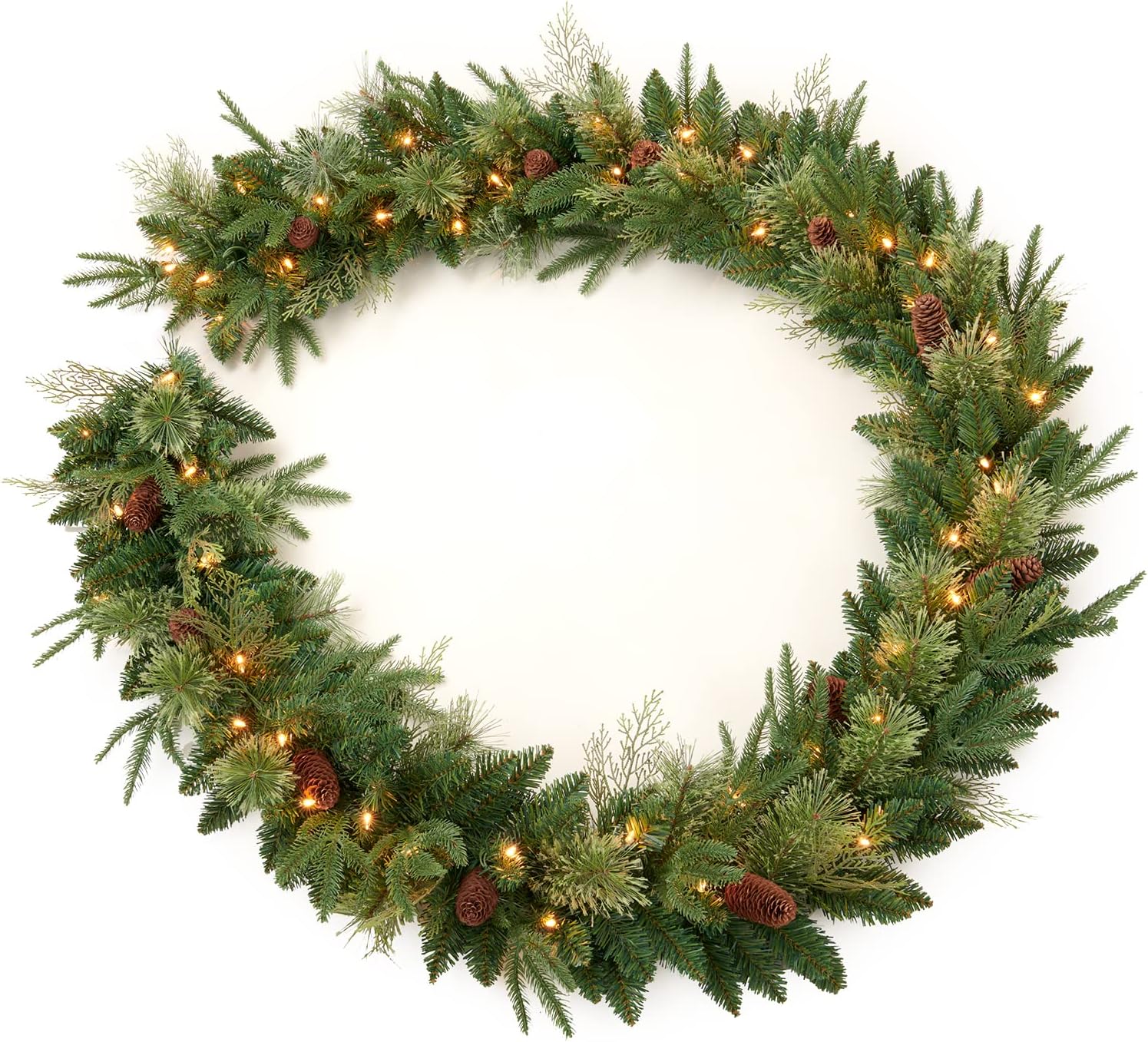 Wreaths, Garlands & Swags - AMERZEST 9Ft Pre-lit Christmas Garland with 50 LED Lights Battery Operated,Holiday Decoration Stairs Wall Mantle Door Indoor Outdoor