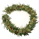 AMERZEST 9Ft Pre-lit Christmas Garland with 50 LED Lights Battery Operated,Holiday Decoration Stairs Wall Mantle Door Indoor Outdoor