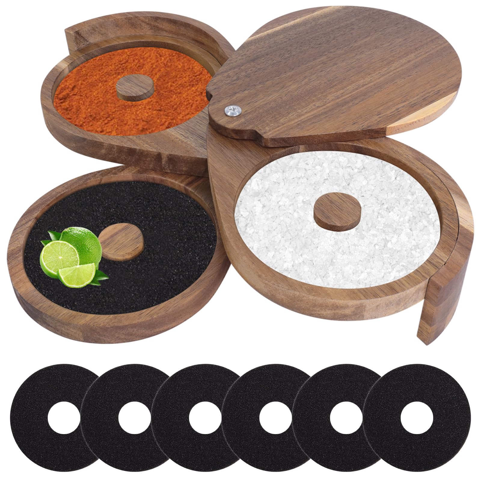 Veesper Margarita Salt Rimmer 3 Niveaux – Verre Et Plastique Pour Sel, Sucre Et Citron – Accessoire Cocktail Parfait
