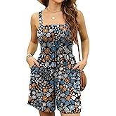 Buauty Women Summer Casual Smocked Rompers Sleeveless Loose Shorts Jumpsuits Boho Floral Short Overall Beach Vacation Outfits